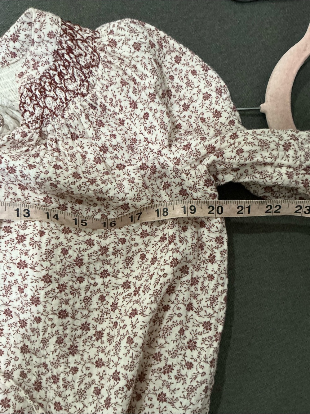 Women’s Raglan Long Sleeve Tie-Front Blouse.   Brown Floral.  XS - Picture 14 of 15